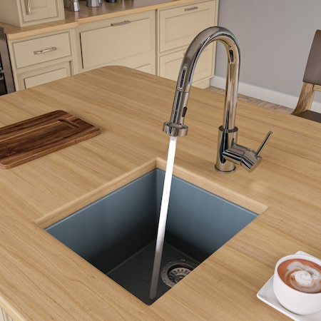 Alfi Brand Titanium 17" Undermount Rctnglr Granite Composite Kitchen Prep Sink AB1720UM-T